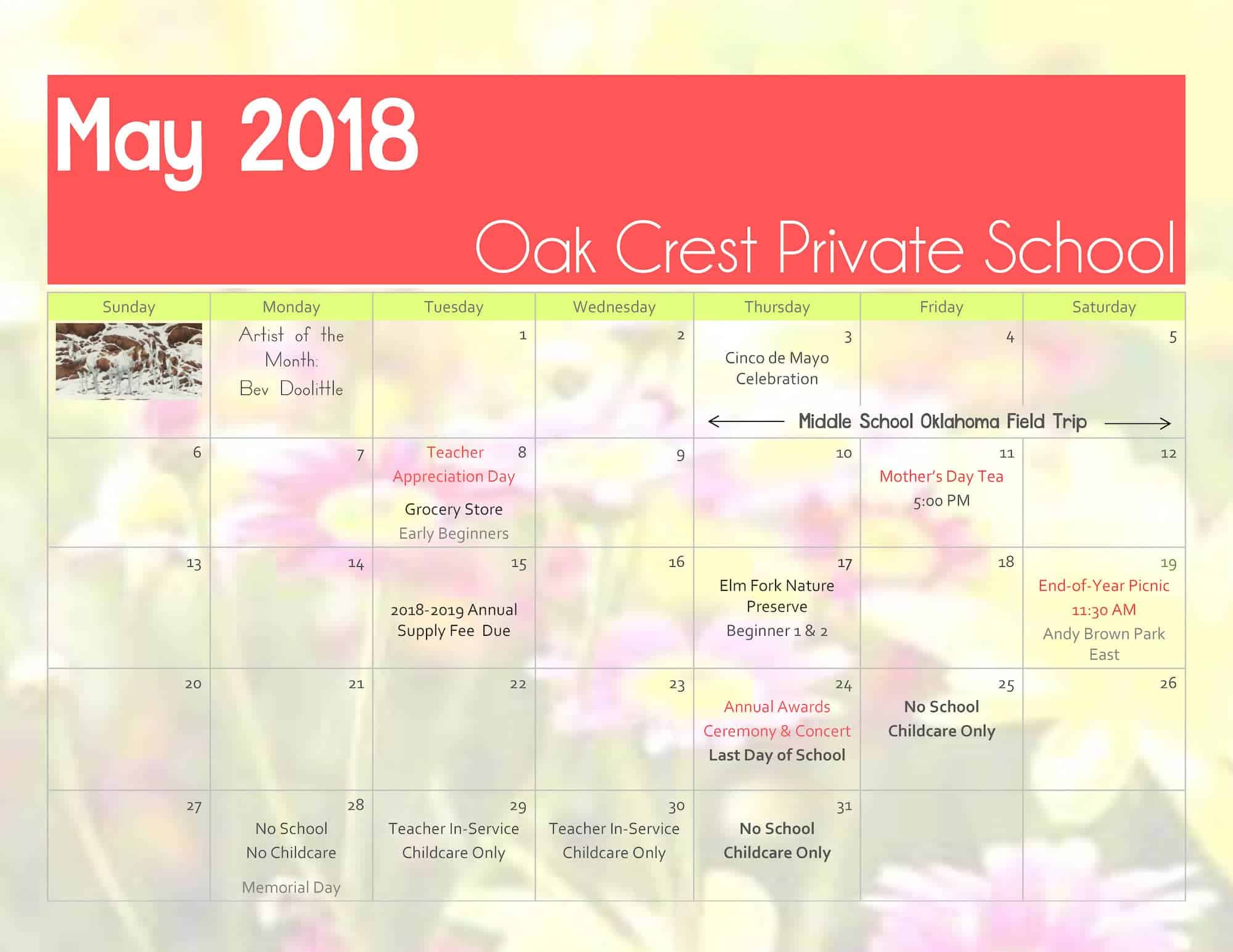 2018 May Oak Crest Private School Carrollton Tx